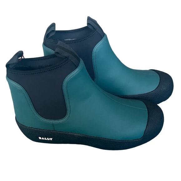 Bally Gadey Winter Boot Sherpa lined leather & rubber Emerald Green size 10.5 - Picture 1 of 10